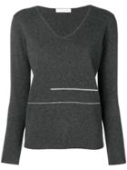 Fabiana Filippi Bead Embellished V-neck Sweater - Grey