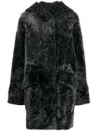 Drome Shearling Drawstring Coat - Black