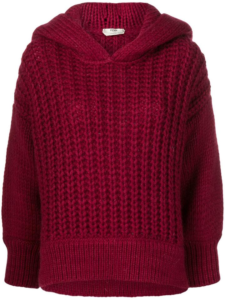 Fendi Oversized Collar Jumper - Red