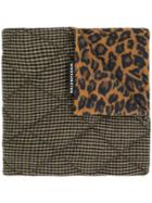 Balenciaga Houndstooth And Leopard Print Scarf - Brown