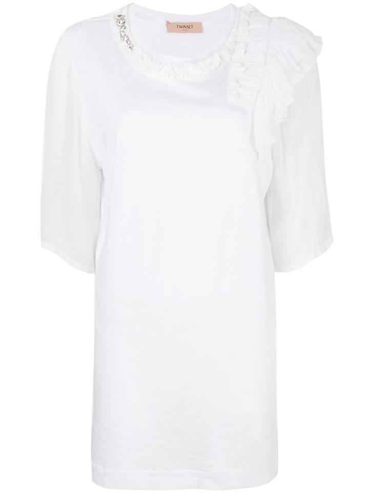 Twin-set Embellished Neck Blouse - White