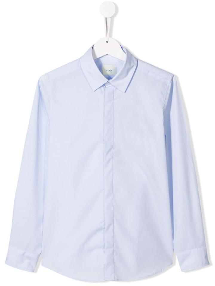 Fendi Kids Classic Long-sleeved Shirt - Blue