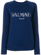 Balmain Longsleeved Logo Sweatshirt - Blue