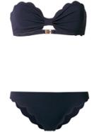 Marysia - Scalloped Strapless Bikini Set - Women - Polyamide/spandex/elastane - M, Blue, Polyamide/spandex/elastane