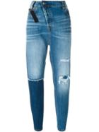 Vivienne Westwood Anglomania Diagonal Zip Distressed Jeans, Women's, Size: 25, Blue, Cotton