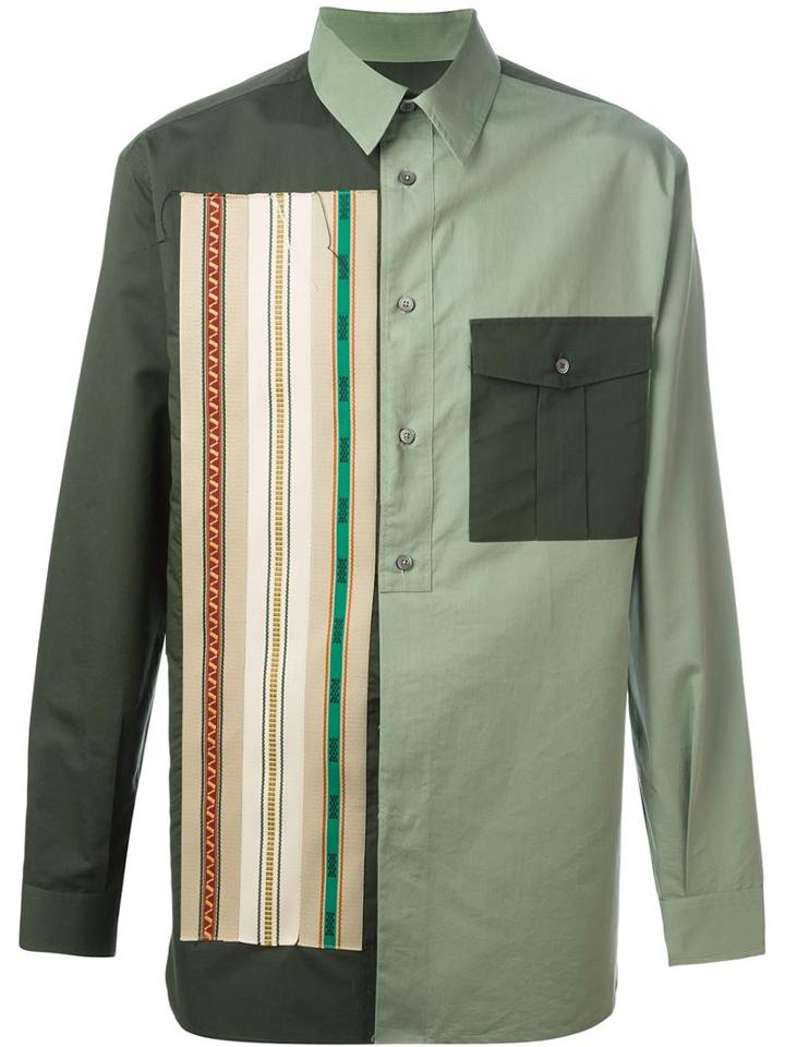 Ports 1961 Striped Appliqué Colour Block Shirt