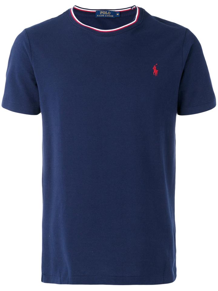 Polo Ralph Lauren Logo Tricolour Trim T-shirt - Blue