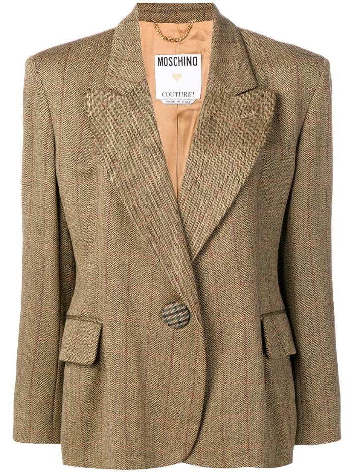 Moschino Vintage 2000's Pinstripe Blazer - Brown