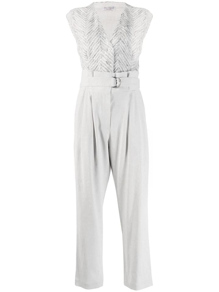 Brunello Cucinelli Sequin Appliqué Jumpsuit - Grey