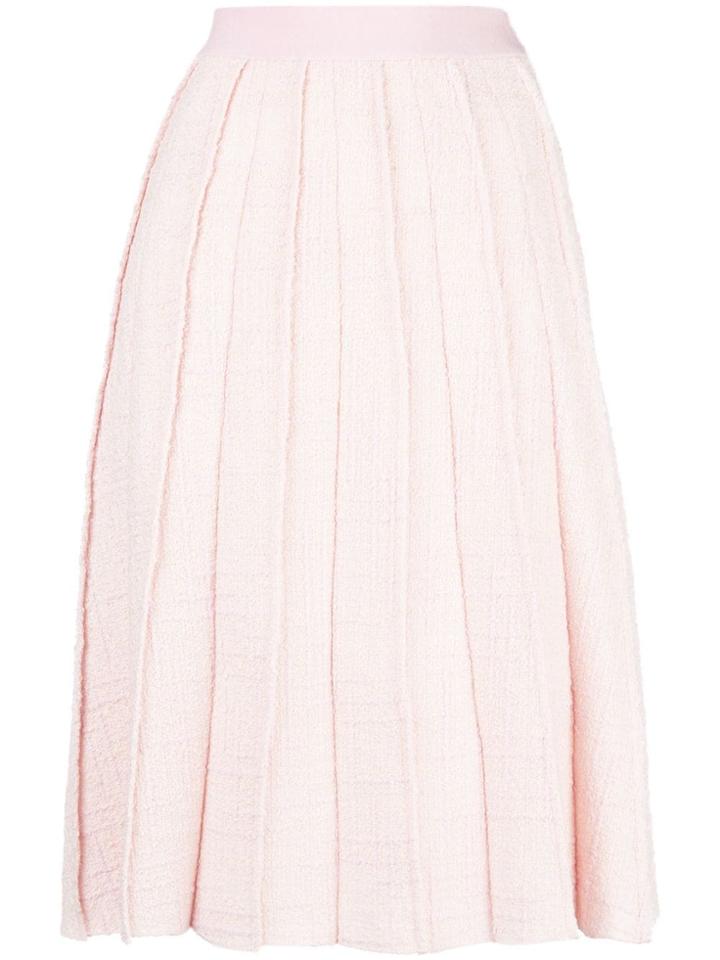 Giambattista Valli Pleated Tweed Midi Skirt - Pink