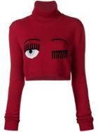 Chiara Ferragni Winking Eye Roll Neck Jumper - Red