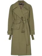 Low Classic Utility Pocket Belted Trench Coat - Green