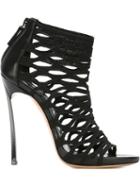 Casadei Strappy Stiletto Sandals, Women's, Size: 39.5, Black, Leather/polyester