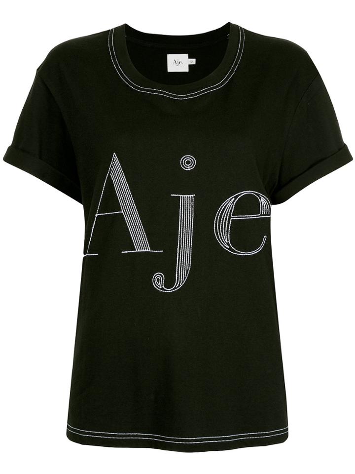 Aje Contrast Stitched Logo T-shirt - Black