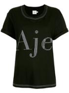 Aje Contrast Stitched Logo T-shirt - Black