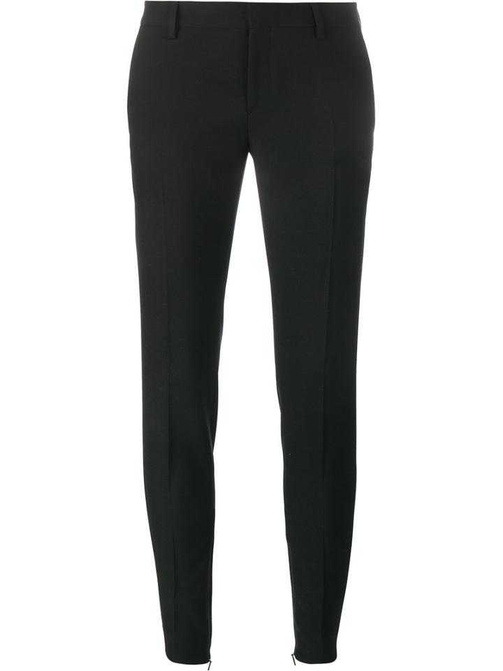 Saint Laurent Gabardine Skinny Trousers, Women's, Size: 44, Black, Virgin Wool/cotton
