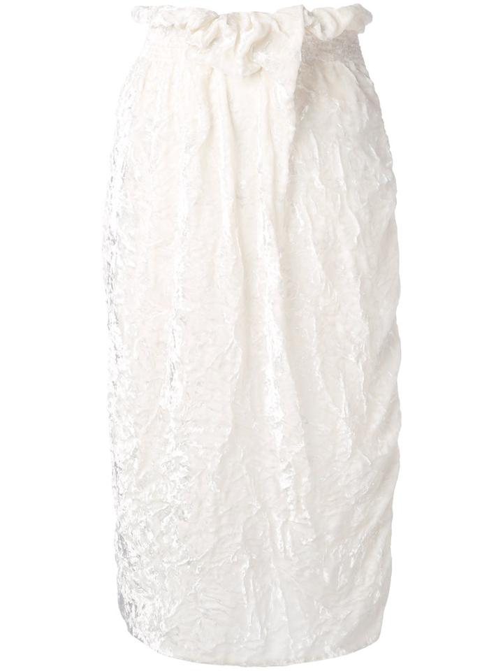 Victoria Beckham - Belted Straight Midi Skirt - Women - Silk/polyester/spandex/elastane/viscose - 10, White, Silk/polyester/spandex/elastane/viscose