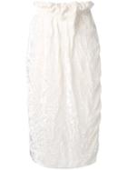 Victoria Beckham - Belted Straight Midi Skirt - Women - Silk/polyester/spandex/elastane/viscose - 10, White, Silk/polyester/spandex/elastane/viscose