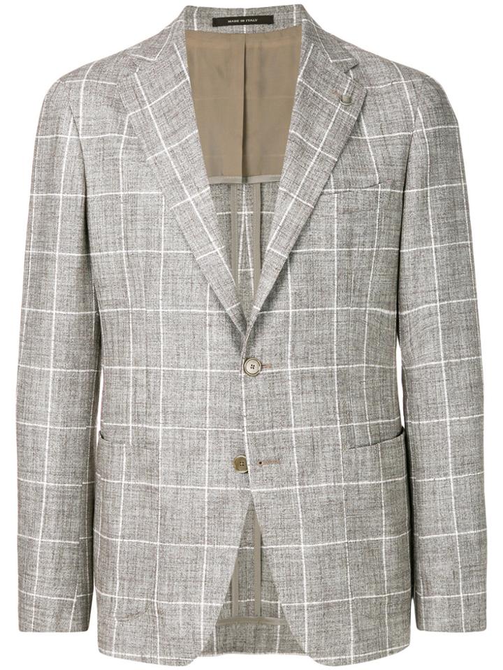 Tagliatore Checked Single Breasted Blazer - Brown