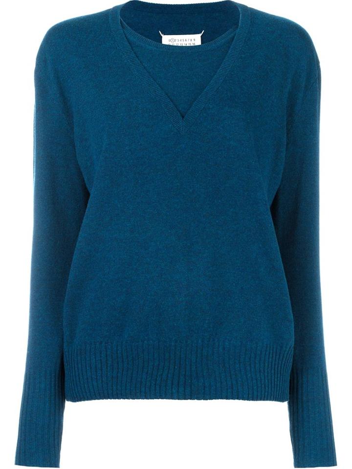 Maison Margiela Layered Effect Sweater, Women's, Size: Small, Blue, Cashmere