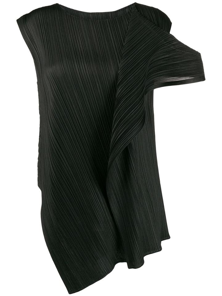 Pleats Please Issey Miyake Deconstructed Pleated Top - Black