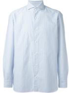 Borrelli Striped Shirt, Men's, Size: 38, Blue, Cotton