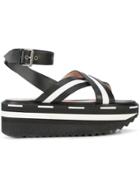 Moschino Flatform Monochrome Sandals - Black