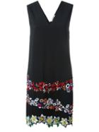 Msgm Floral Embroidered Dress, Women's, Size: 44, Black, Polyester/acetate/viscose