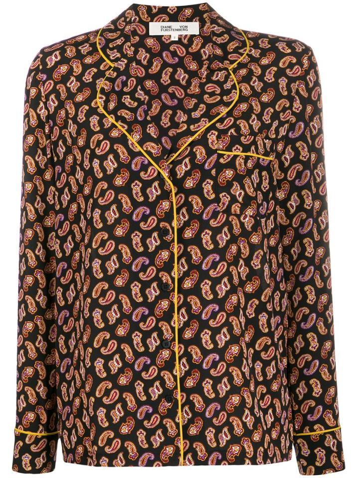 Diane Von Furstenberg Paisley Print Top - Black