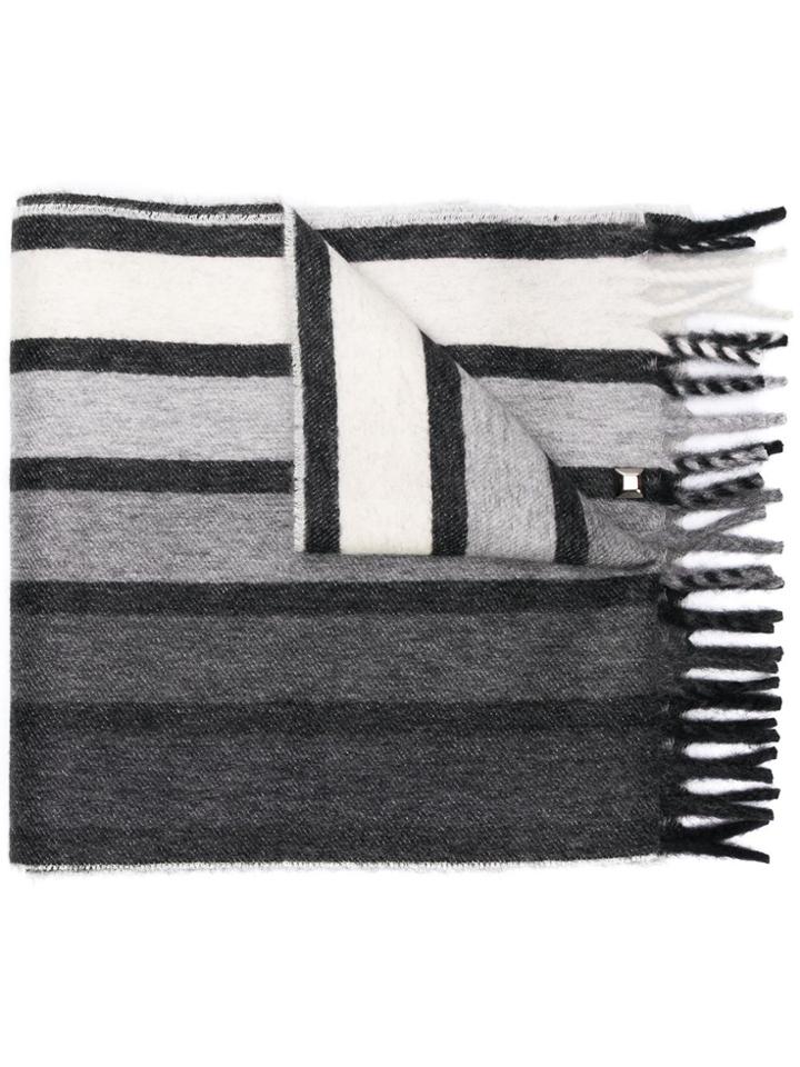 Prada Studded Striped Scarf - Grey