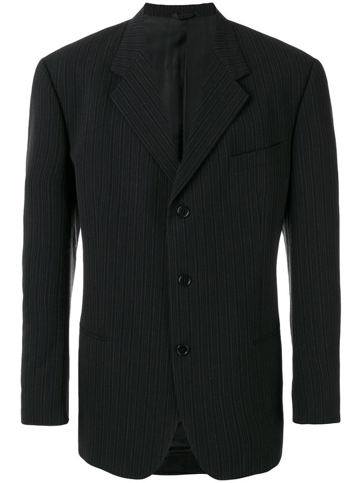 Romeo Gigli Vintage Pinstriped Blazer, Men's, Size: 52, Black