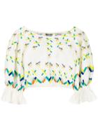 All Things Mochi Embroidered Cropped Blouse - White
