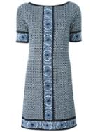Michael Michael Kors Tile Print Shift Dress, Women's, Size: Medium, Blue, Polyester/spandex/elastane