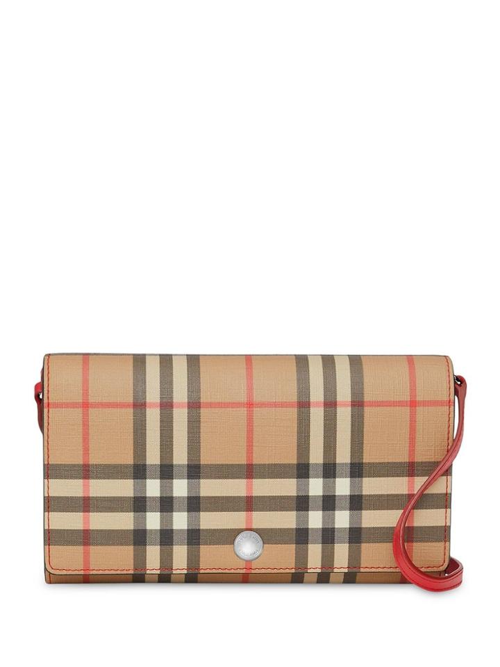 Burberry Vintage Check Wallet With Detachable Strap - Neutrals