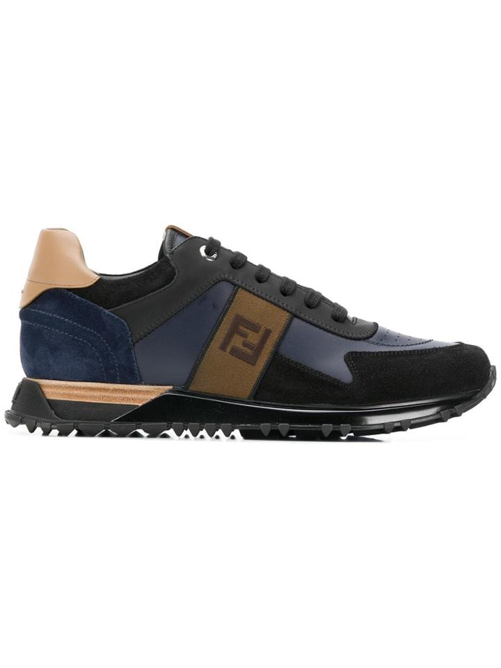 Fendi Ff Logo Lace-up Sneakers - Blue