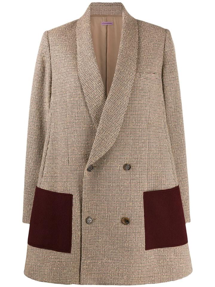 Sueundercover Checked Oversized Coat - Neutrals