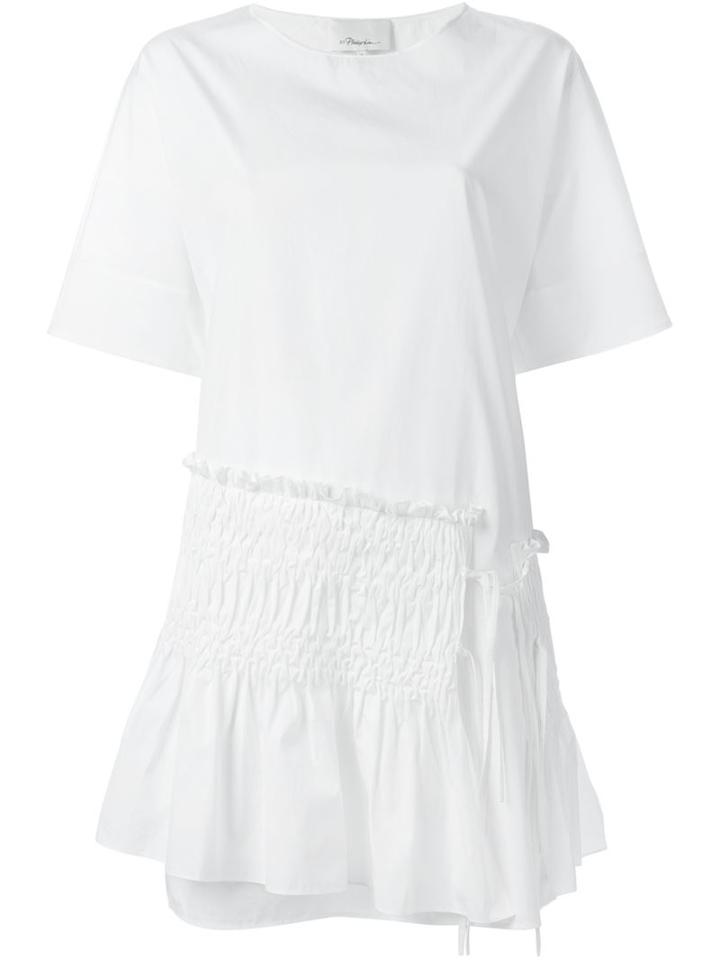 3.1 Phillip Lim Ruched Panel Shift Dress, Women's, Size: 10, White, Cotton