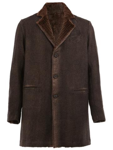 Avant Toi Classic Lapels Coat, Men's, Size: Xl, Brown, Linen/flax/rabbit Fur/camel Hair