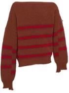 Raf Simons Wool Striped Sweater With Buckle Detail - Brown