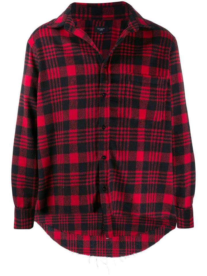 Not Guilty Homme Checked Flannel Shirt Jacket - Red