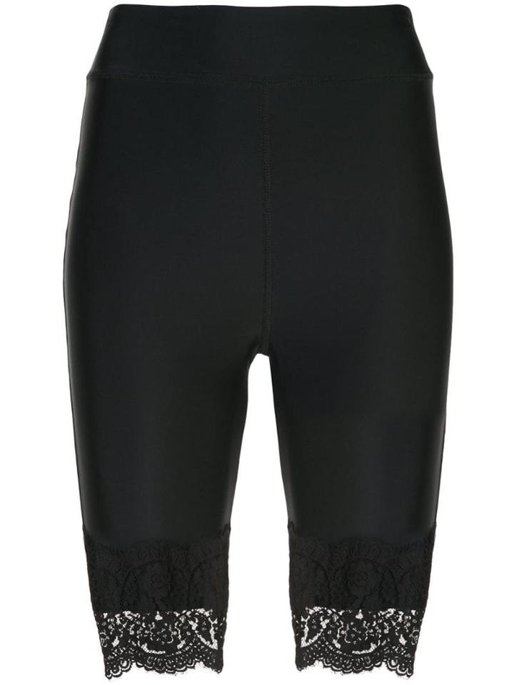 Cynthia Rowley Ives Lace Trim Biker Short - Black