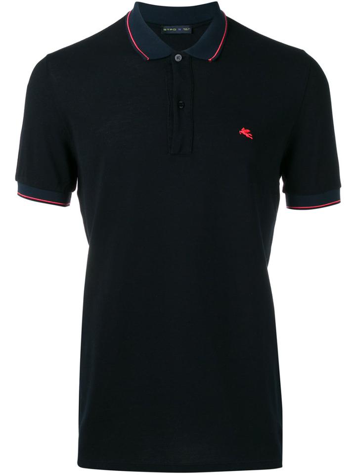 Etro - Embroidered Logo Polo Shirt - Men - Cotton - M, Blue, Cotton