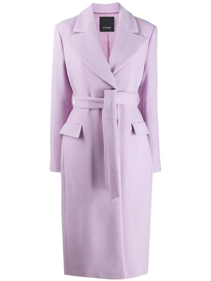 Pinko Belted Long Coat - Purple