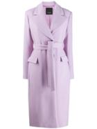 Pinko Belted Long Coat - Purple