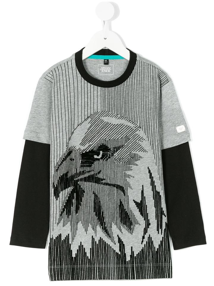 Armani Junior - Eagle Skater Sleeve T-shirt - Kids - Cotton - 12 Yrs, Grey