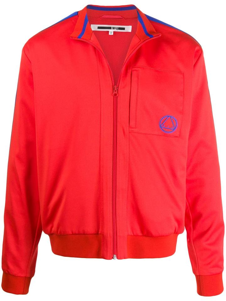 Mcq Alexander Mcqueen Stripe Detail Logo Track Jacket - Red
