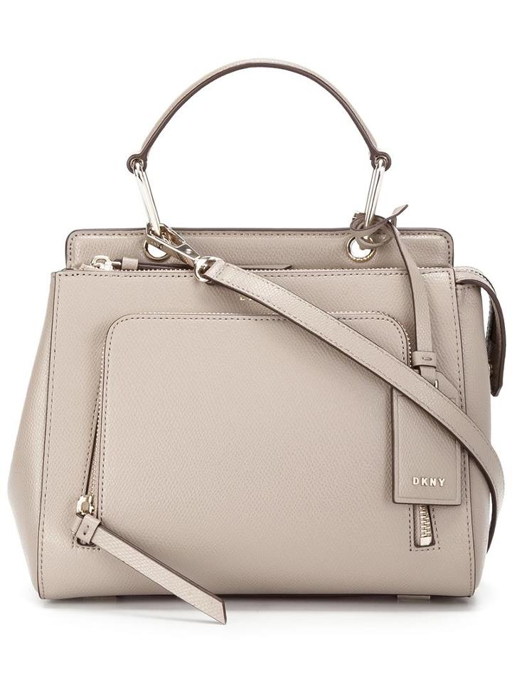 Dkny Zip Pocket Tote, Women's, Grey, Leather