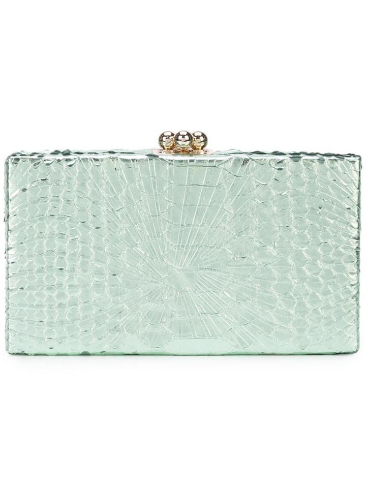 Edie Parker Snakeskin-style Clutch Bag - Green