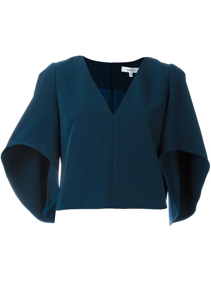 Milly Cropped V-neck Top