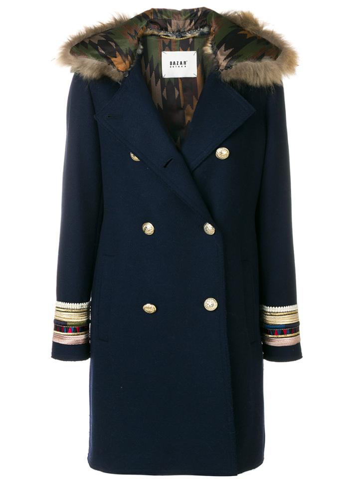 Bazar Deluxe Double Breasted Coat - Blue